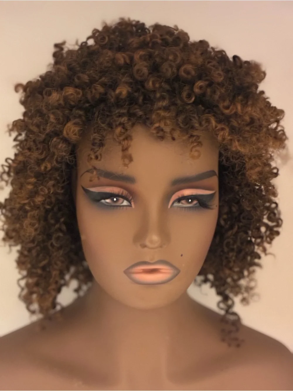 Natural Curly Afro Wig - Brown. Synthetic. Color:  T-30